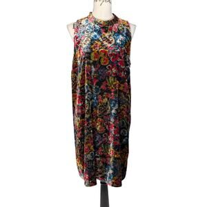 LOFT Velvet Floral Mock Neck Sleeveless Dress Size Large